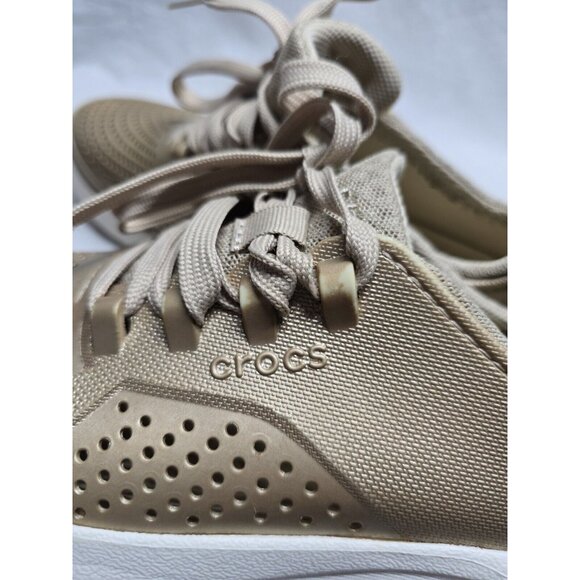Crocs Lite Ride Pacer Perforated Champagne Sneakers Women’s Sz 8 Comfort Shoes - Picture 14 of 16